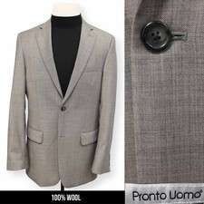 PRONTO UOMO mens solid gray 100 WOOL sport coat suit jacket blazer 40 L