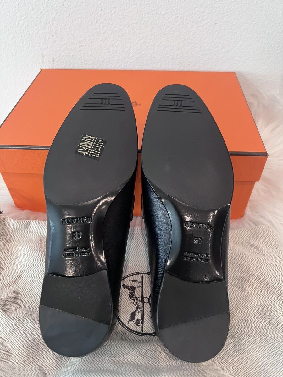 NIB Hermes PARIS LOAFER Black Gold H Buckle Logo Royal NIB Hermes PARIS LOAFER Black Gold H Buckle Logo Royal
