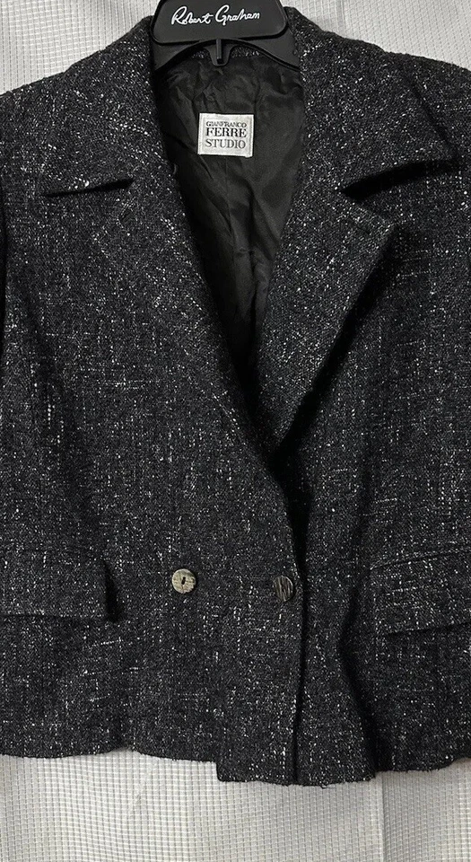 Conjunto Chaqueta Falda Gris Mezcla Lana Mujer Gianfranco Ferre Studio De Colección 46 EE. UU. 10 Foto 4 de 4