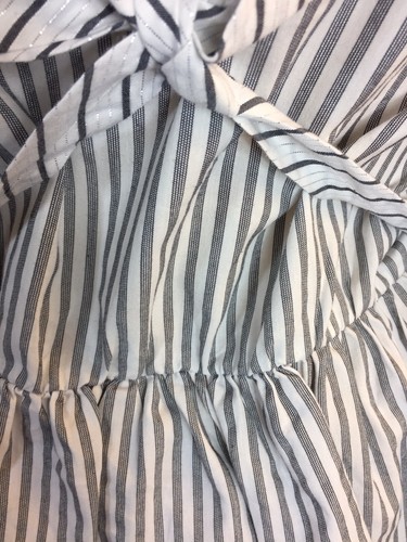 Anthropologie Robin White/Black/Silver Striped Ruffles Peplum SZ 4 Top/ Blouse - Picture 9 of 11
