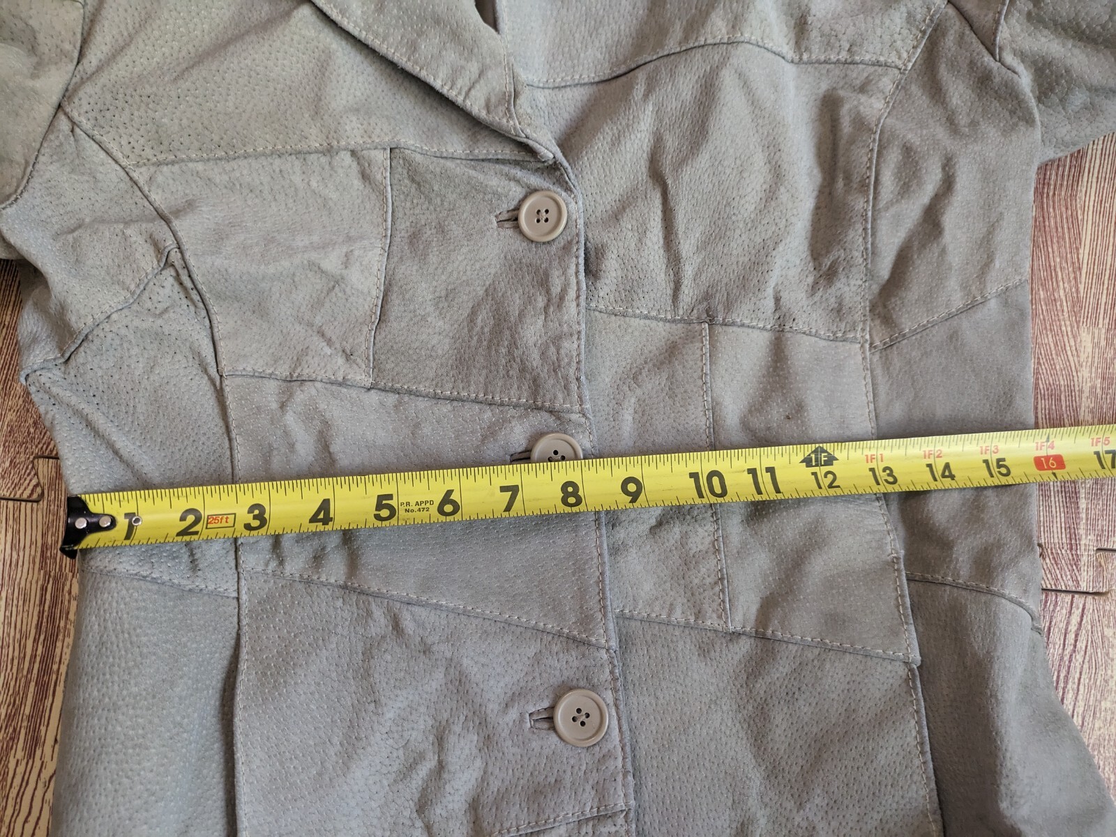 VTG Patchwork Suede Button Front Jacket Tan Butto… - image 9