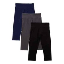 Justice Girls 3 Piece Navy Blue, Charcoal  Black Cropped Leggings Size 10 M