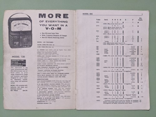 Precision Tube Tester Model 612 614 620 654 Supplemental Material User Manual - Picture 3 of 3