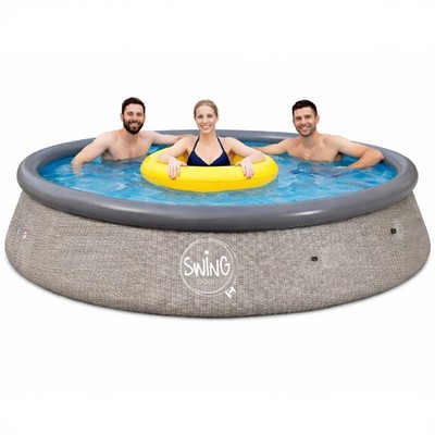 HAF Quick Up Pool Grau 366 x 91 cm Selbsttragender Swimmingpool & Aufstellpool