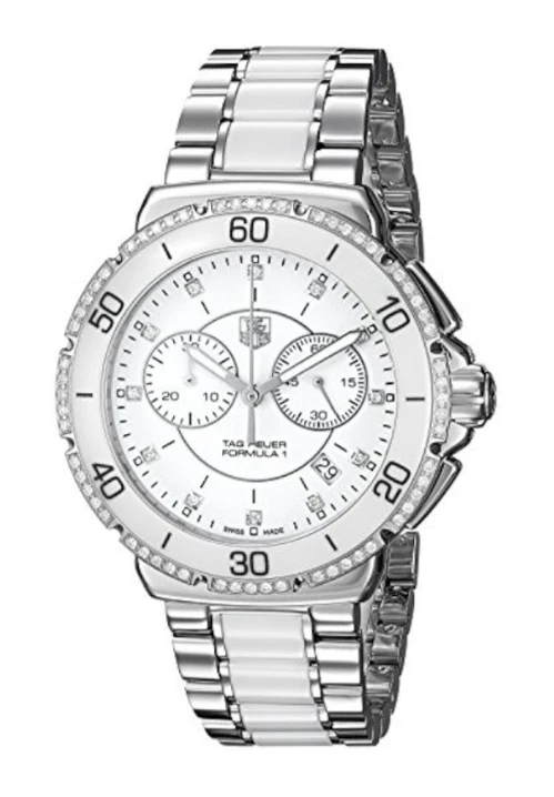 Reloj Tag Heuer Formula 1 esfera blanca acero diamante/cerámica para dama 41 mm CAH1213 Foto 2 de 4