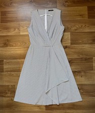 Windsor Black White Striped Midi Dress Career Office Workwear Size 36 S