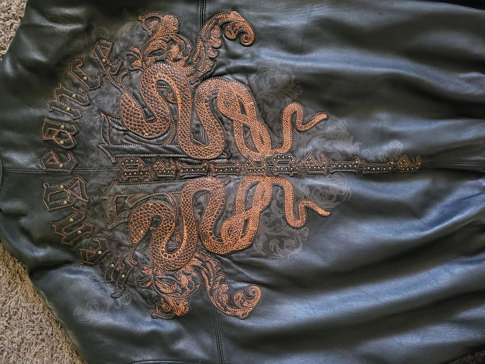 Pelle Pelle Marc Buchanan Leather Bomber Jacket Black/Brown 50 Lined Zip - product detail image 11