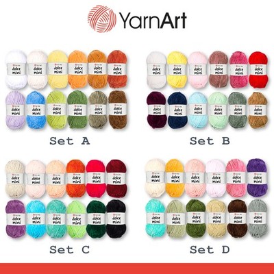 YarnArt 12 x 30g Dolce Mini Set Chenille Amigurumi Stricken Häkeln Wolle Garn