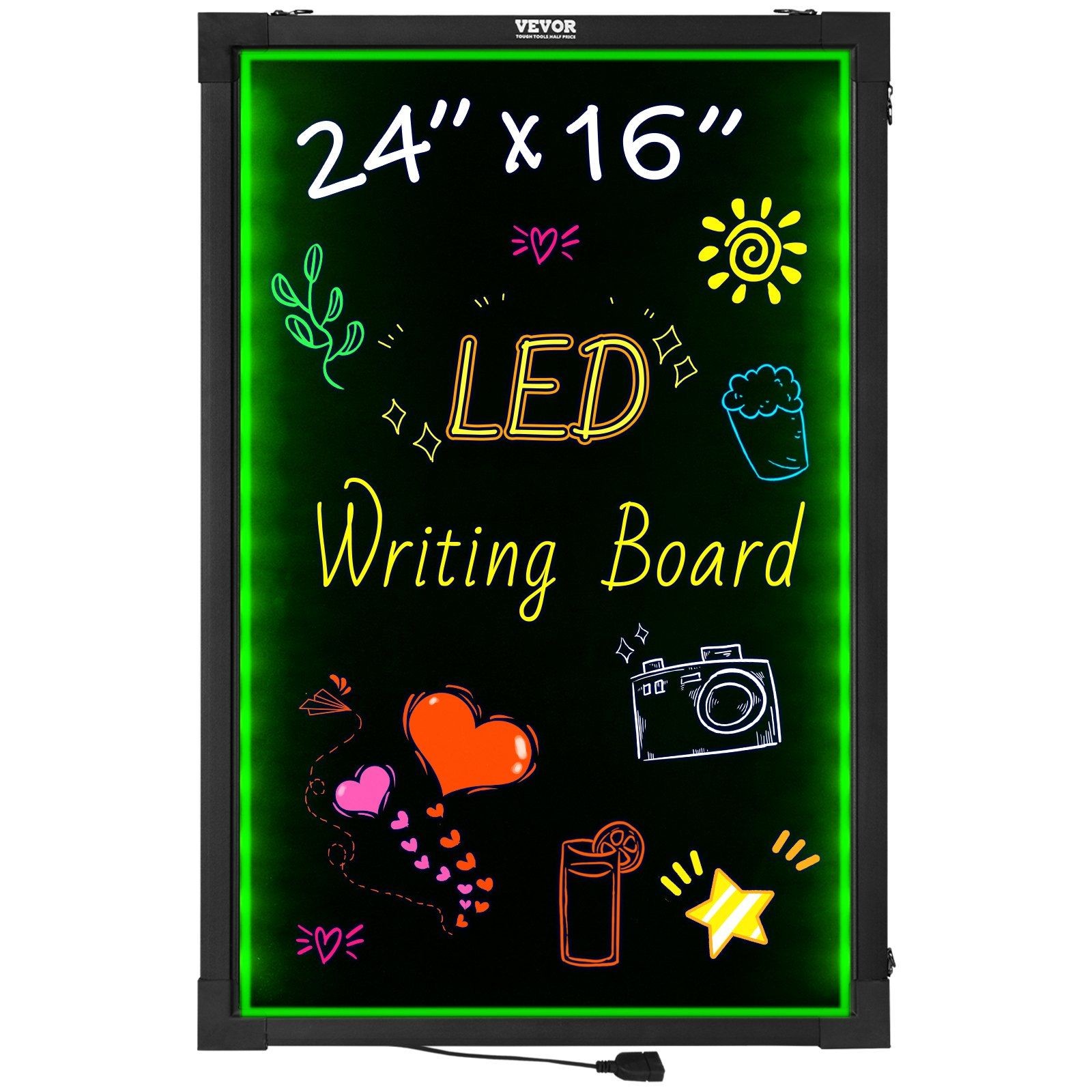 Chalkboard with LED Lighting 24x16 16 Color Schemes 8 Perman