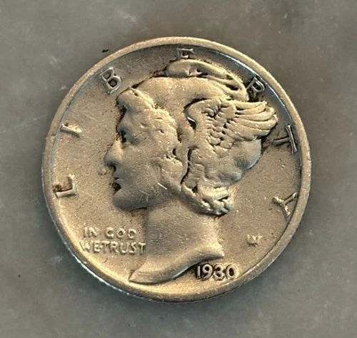 1930-S Mercury Dime - F - Fine - 90% Silver