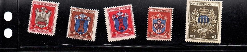 San Marino stamps #252-256, unused, o.g. LH