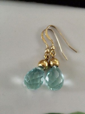 Vintage Ohrringe Tropfen Blautopas? Briolett  + 925 Sterling Silber vg