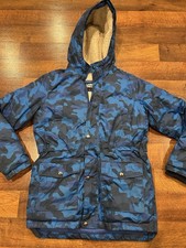 Lands End Squall Blue Camo Down Parka Boys Size Large 14-16 