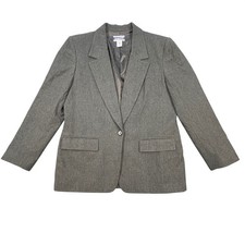 Pendleton Grey 100 Virgin Wool Single Button Blazer Jacket Womens 10