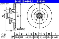 Bremsscheibe VW Transporter T3 1.9 24.0116-0104.1 (1 StüCk)