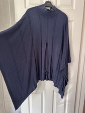 M&S Poncho Cape Shawl Jacket One Size Navy Blue Marks & Spencer Roll Neck Autumn