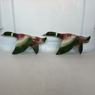 Vtg MCM Royal Copely USA Pottery 2 Mallard Ducks Flying Wall Planters — photo 1