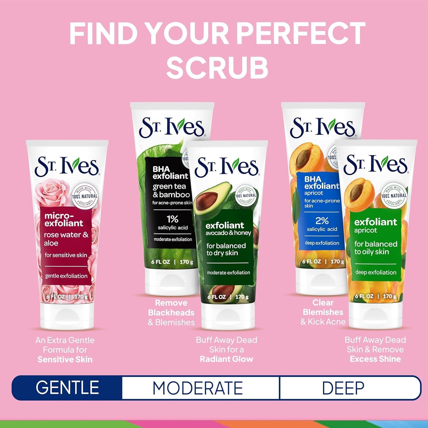 St. Ives Rose  Aloe Face Scrub Facial Micro-Exfoliant for Sensitive Skin 6 oz