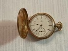 Antique Elgin Gold Filled Full Hunter Pocket Watch White Roman Dial 42 mm
