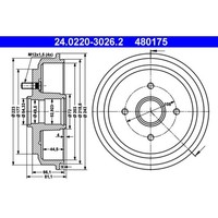 Bremstrommel ATE 24.0220-3026.2 (2 Stk.) FüR Ford Fiesta V Fusion