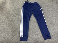 Adidas Track Pants Mens Medium Blue Primeblue Three Stripes Trefoil Joggers