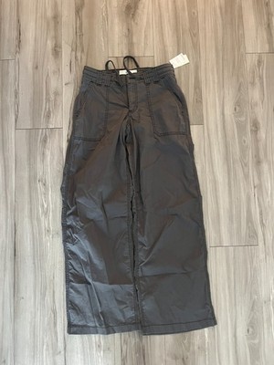 Hollister Low Rise Super Baggy Pants Womens XS Gray Wide Leg Casual Drawstring