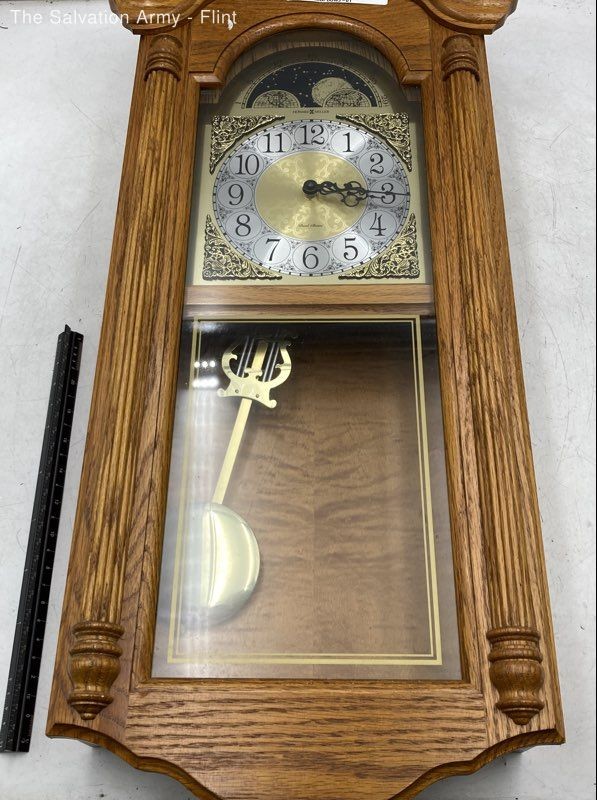 Howard Miller Brown Wood Quartz Movement Analog Dual Chime Wall Clock