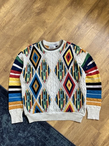 Suéter tejido 3D Carlo Colucci estilo Coogi vintage - raro - Imagen 1 de 17