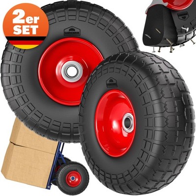 Sackkarrenrad 2er Set Vollgummi Pannensicher PU 200kg Belastbarkeit 20mm Achse