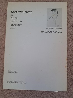 MALCOLM ARNOLD Divertimento op.37 for flute oboe clarinet study score music