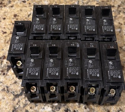 (11)- NEW MURRAY MP125 1-POLE 15 Amp CIRCUIT BREAKERS NOS NEW OPEN BOX