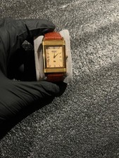 Orologio da polso vintage Seiko Reverso Frame Tank quadrante GLD/GLD cinturino ROSSO