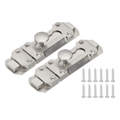 Barrel Bolt Latch, 2Pcs 5 Inch Security Slide Door Lock Latches, Silver