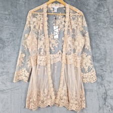 Vasna Kimono Large Sheer Fairy Floral Crochet Boho Festival Duster Beach Resort