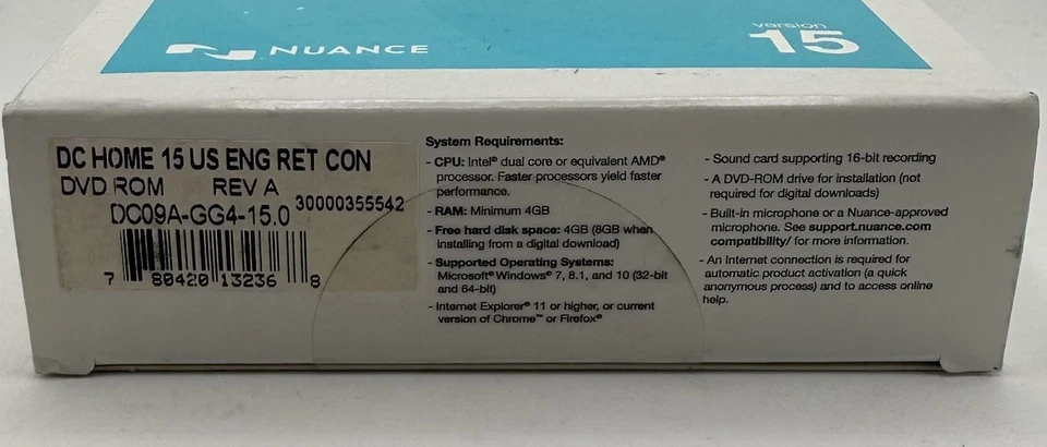 NUANCE DC09A-GG4-15.0 DRAGON HOME 15 SPEECH RECOGNITION DVD SOFTWARE - Image 3 of 4