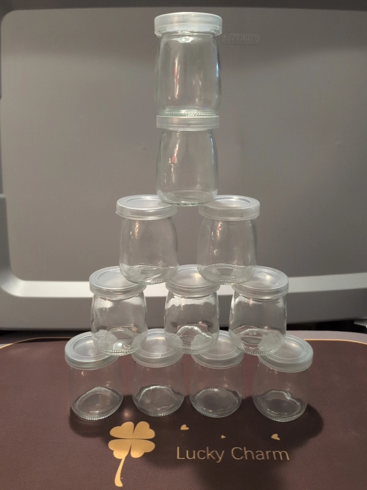 Small Glass Jars With Plastic Lids (Lot Of 10) Total Height 3ins Each Jar