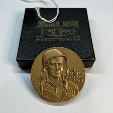USA WWII Bronze Medallion - The Combat Infantryman Remagen Bridgehead - in Case