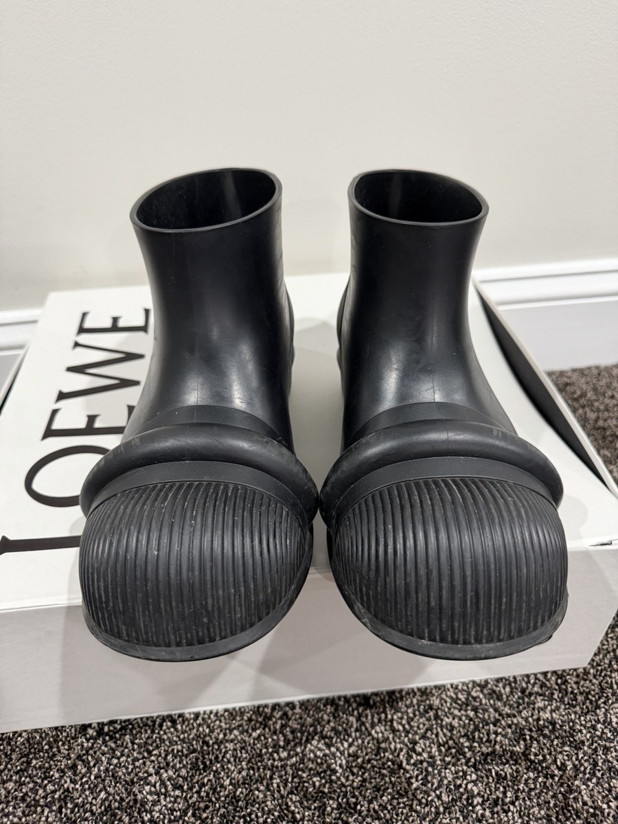 LOEWE FW22 Rubber Rain Ankle Round Toe Black Boots | eBay