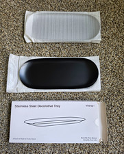 VitarayX Stainless Steel Decorative Tray Set of 2 Matte Black Oval 9 x 3.7 in