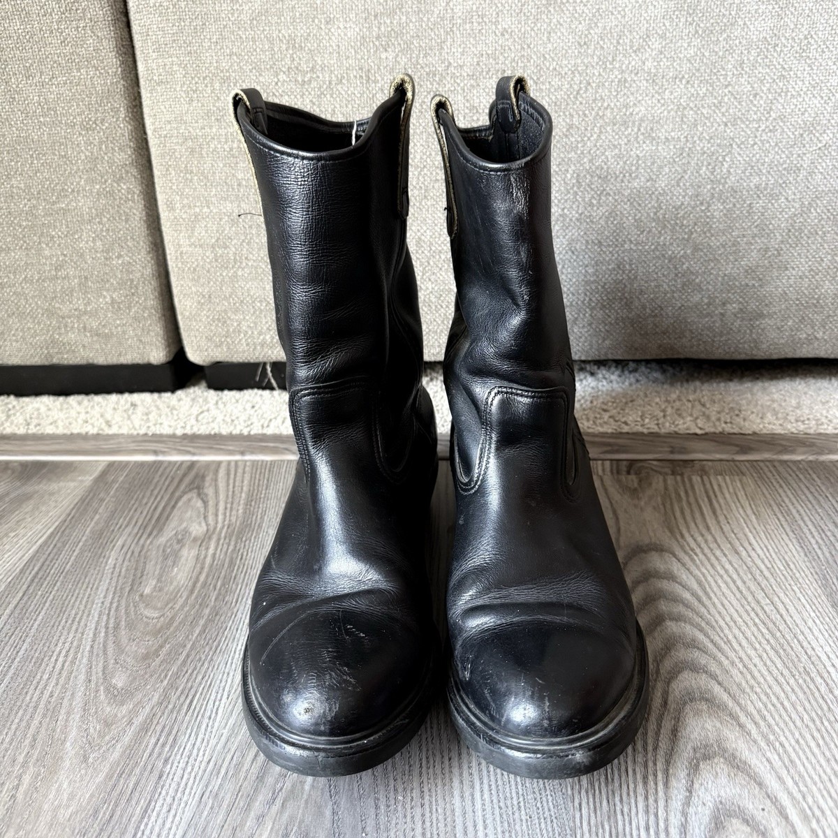 VTG 90s Red Wing Boots 1165 Pecos Boots Feather Tag Leather Black
