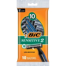BIC Sensitive 2 Disposable Razors for Men, 2 Blades for Sensitive Skin, 10 Count