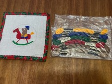 Vintage Handpainted Needlepoint Canvas w/ Thread / Needle