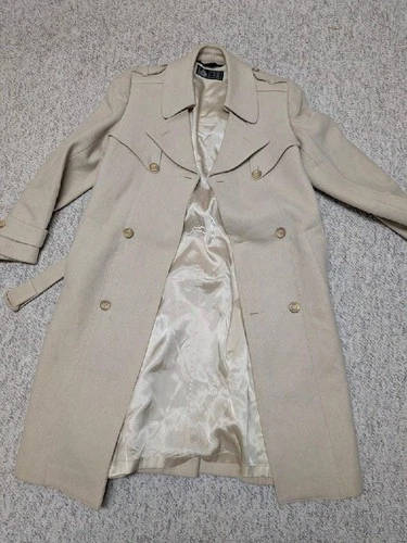 vintage OVERCOAT wool BELTED off-white 36 sherlock AMERICAN MALE slim XS image 4