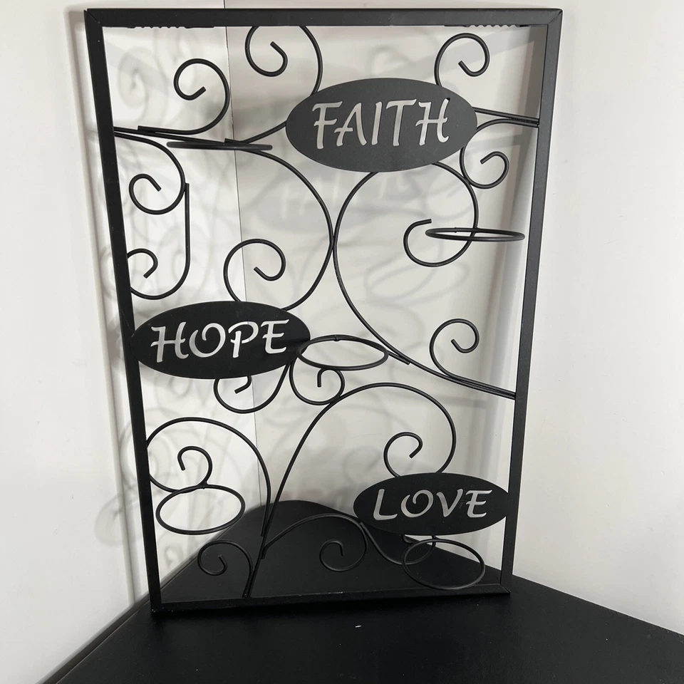 LOVE HOPE FE Aplique Tealight Colgante de Pared 5 Candelabros Metal Decoración 18x12 Foto 4 de 4