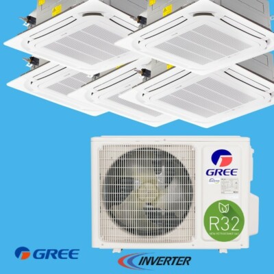 GREE Deckenkassette 5x 3,5 kW 5-Raum MultiSplit Klimaanlage Klimagerät R32 