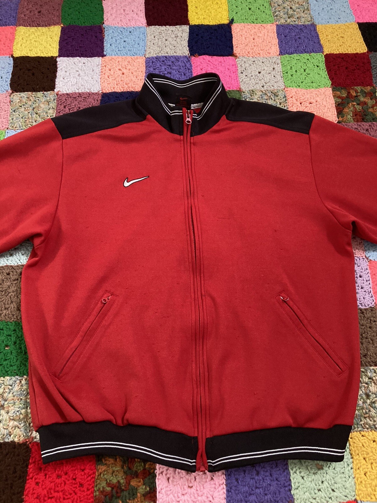 SACAI X NIKE Giacca Nike vintage full zip taglia XL rosso nero RN#56323 vintage VEDI FOTO