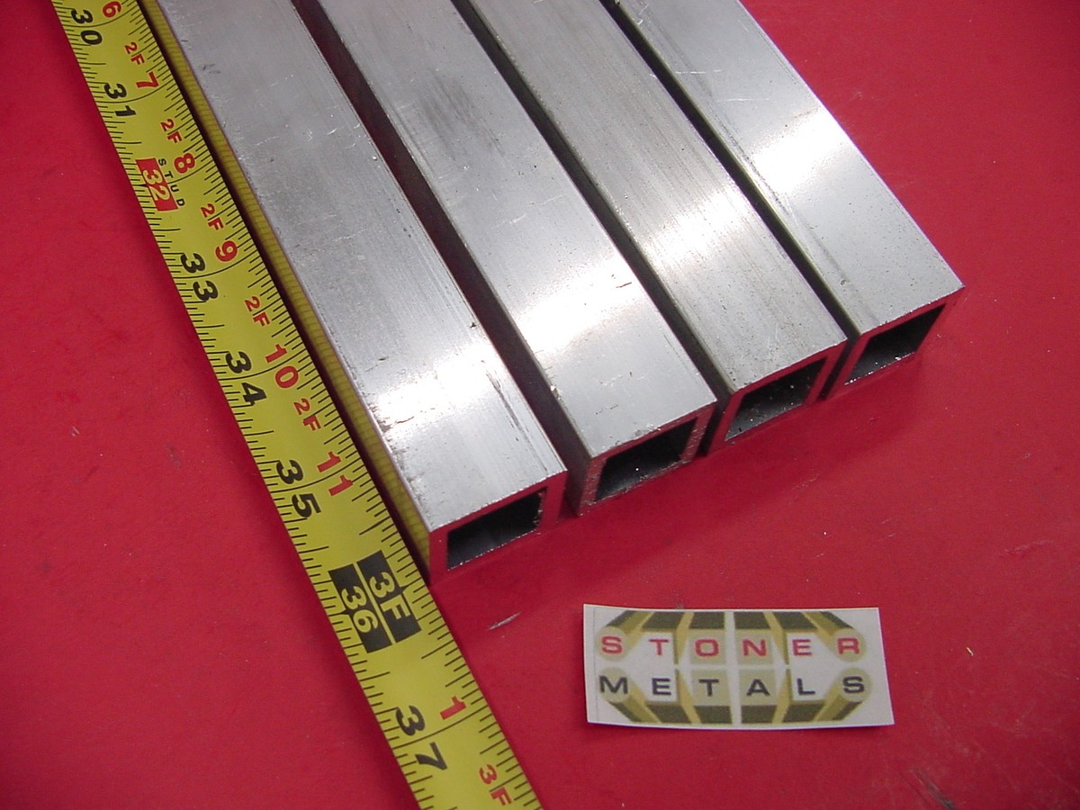 4 Pieces 1x 1x 1/8 Wall x 24 Long Aluminum Square Tube 6063 T52 1.0