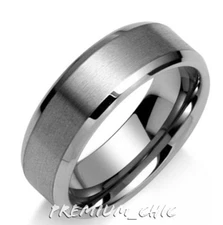Mens Silver Color Tungsten Carbide Wedding Band Ring Bridal Jewelry Brushed 