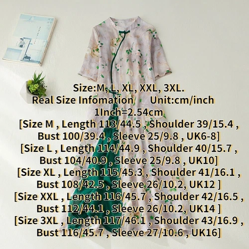 Women Ethnic Floral Dress Cheongsam Chinese Qipao Frog Button Midi Retro - Picture 2 of 8