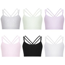 Kids Girls Tops Dance Blouse Training Crop Top Cami Vest Competition Undershirt